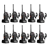 pxton Walkie Talkies for Adults Two Way Radios Long Range with Headphones,16 Channel Handheld 2 Way Radio Rechargeable with Flashlight Li-ion Battery and Charger（10 Pack）