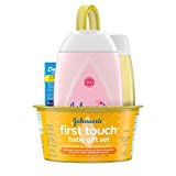 Johnson’s First Touch Baby Gift Set, Baby Bath, Skin, & Hair Essential Products, Kit for New Parents with Wash, Shampoo, Lotion, & Diaper Rash Cream, Hypoallergenic & Paraben-Free, 5 Items