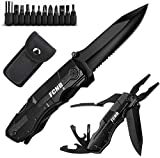 Multitool Pocket Tactical Knife,Stocking Stuffers Christmas Gifts for Men Dad Husband,18 in 1 Multi Tool Knives With Blade,Saw,Plier,Screwdriver,Bottle Opener for Camping Daily Use