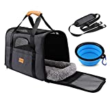 Morpilot Pet Travel Carrier Bag, Portable Pet Bag – Folding Fabric Pet Carrier, Travel Carrier Bag for Dogs or Cats, Pet Cage with Locking Safety Zippers, Foldable Bowl, Airline Approved
