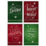 Image Arts Boxed Christmas Cards Assortment, Elegant Lettering (4 Designs, 24 Cards with Envelopes)