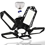 LED Garage Light Bulbs, 10000LM Super Bright Garage Lighting LED Shop Light with Adjustable Panels, E26/E27 Screw Socket Deformable Led Garage Ceiling Light Fixture for Warehouse, Corridor, Stadium