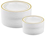 50 Piece Gold Plastic Plates – 25 Dinner Plates and 25 Salad Plates | Plastic Plates For Parties | Gold Plates | Party Plates | Wedding Plates | Disposable Plates For Parties
