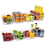HOOJO Refrigerator Organizer Bins – 8pcs Clear Plastic Bins For Fridge, Freezer, Kitchen Cabinet, Pantry Organization and Storage, BPA Free Fridge Organizer, 12.5″ Long