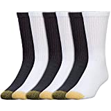 Gold Toe Men’s 656s Cotton Crew Athletic Socks, Multipairs, Black & White (6-Pairs), Large