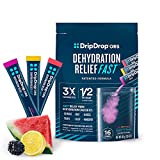 DripDrop ORS – Electrolyte Powder For Dehydration Relief Fast – For Workout, Sweating, Illness, & Travel Recovery – Watermelon, Berry, Lemon Variety Pack – 16 x 5.64 Oz Servings