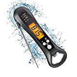 Instant Read Meat Thermometer for Cooking, Fast & Precise Digital Food Thermometer with Backlight, Magnet, Calibration, and Foldable Probe for Deep Fry, BBQ, Grill, and Roast Turkey