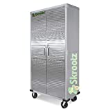 Metal Storage Cabinet 4 Shelves Rolling Tool Garage Warehouse Studio Shelving Stainless Steel Locking File Doors – House Deals