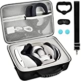 Carrying Case Compatible with Oculus Quest 2 Advanced All-in-One Virtual Reality Headset/ Touch Controllers/ Elite Strap VR2 Accessories with Silicone Face Cover, Lens Protector (No Device)