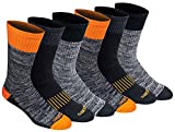 Dickies Men’s Dri-tech Moisture Control Crew Socks Multipack, Hi-Vis Orange Black (6 Pairs), Shoe Size: 6-12