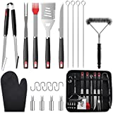 NOSSER BBQ Grill Accessories, 21 PCS BBQ Grilling Tool Set Extra Thick Stainless Steel Grill Kit for Men Women with Carrying Bag, BBQ Utensils Gift Set for Smoker, Camping, Kitchen, Barbecue