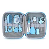Baby Grooming Kit, Portable Baby Safety Care Set with Hair Brush Comb Nail Clipper Nasal Aspirator Baby Thermometer etc for Nursery Newborn Infant Girl Boys Keep Clean (11 in 1 Blue)