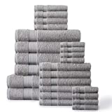 24 PC Bath Towels for Bathroom Set – 100% Cotton Towels Set, Absorbent Shower Towels, Quick Dry Towel, 2 Bath Sheets Towels for Adults, 4 Bath Towels, 6 Hand Towel, 8 Wash Cloths,4 Fingertip-Platinum
