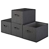 Pomatree Storage Baskets – 4 Pack – Sturdy Large Fabric Bins | Foldable Organizing Basket Bin for Home, Nursery, Closet & Shelves Organization | Storage Basket Cube Shelf Organizer (Light Black)
