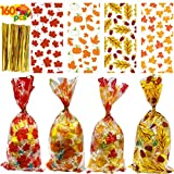 Fall Cellophane Bags 160 Pcs Fall Treat Bags Fall Goodie Bags Fall Candy Bagsfall Snack Bags Fall Treat Bags With Ties Autumn Treat Bags Fall Party Bags With Gold Twist Ties For Thanksgiving Fall Party Supplies