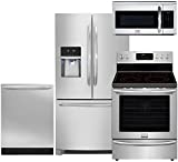 Frigidaire 4-Piece Smudge Proof Stainless Steel Set with FGHF2366PF 36″ French Door Refrigerator, FGEF3058RF 30″ Electric Range, FGID2466QF 24″ Dishwasher and FGMV175QF 30″ Over-the-Range Microwave