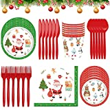 Christmas Party Supplies Set BESTZY 68PCS Christmas Dinnerware Set Tableware Decorations for Christmas Theme Party