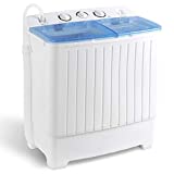 SUPER DEAL 2IN1 Mini Portable Washing Machine 17.6lbs Twin Tub Compact Laundry Washer Spinner Cycle Combo, Timer Control, Gravity Drain and Inlet Water Hose for Apartment, Camping, Dorms and RV