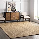 nuLOOM Rigo Hand Woven Farmhouse Jute Area Rug, 5′ x 8′, Natural