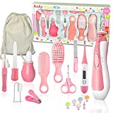 Baby Healthcare and Grooming Kit, 18 in 1 Deluxe Portable Newborn Nursery Health Care Kit Baby Essentials W/Baby Electric Nail Trimmer Set, Baby Thermometer, Medicine Dispenser, Baby Comb, etc (Pink)