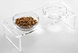 Dog and Cat Bowls Elevated Set – Acrylic Feeder Stand with 2 Set Removable Stainless Steel and Glass Bowls Food and Water Raised Dishes for Small Pet,3.75 inches