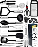 Home Hero 25pc Kitchen Utensil Set – Nylon & Stainless Steel Cooking Utensils – Non-Stick Kitchen Utensils with Spatula – Kitchen Gadgets Cookware Set – Kitchen Tool Set (25 Piece, Black)