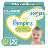 Diapers Size 4, 150 Count – Pampers Swaddlers Disposable Baby Diapers, ONE MONTH SUPPLY (Packaging May Vary)