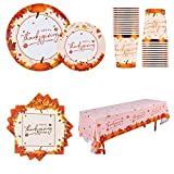 Thanksgiving Plates and Napkins Gatherfun Maple Leaves Disposable Paper Plates Napkins Cups Plastic Tablecloth for Thanksgiving Dinner Party Decorations Serve 25