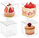 WAWW 100 Pack Clear Favor Boxes, 2″ x 2″ x 2″ Transparent Cube Boxes, PET Plastic Gift Boxes for Wedding Party, Christmas, Thanksgiving, Birthday, Candy Cookies Favors
