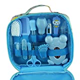 Baby Grooming kit Set Infant Baby Grooming Tools Newborn Manicure Set Baby Healthcare Nail Clippers Hairbrush Tool Set(13PCS) (Blue)