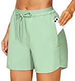 Diphi LiLi Dry Fit Cargo Shorts for Women, Water-Friendly Everyday Walking Adjustable Shorts,Mint Green X-Large