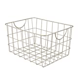Spectrum Diversified Utility Basket, Sturdy Steel Wire Storage Solution, Curved Easy Grab Handles Decorative Organization for Toys, Pet Supplies, Clothing, Pantry & More, Satin Nickel