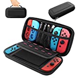 BOOGIIO Nintendo Switch Carrying Case, Hard Shell Travel Carrying Box Case for Nintendo Switch with 10 Game Cards Holders, Portable Pouch for Nintendo Switch Console & Accessories -Black