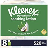 Kleenex Soothing Lotion Facial Tissues with Coconut Oil, Aloe & Vitamin E, 65 Count (Pack of 8)