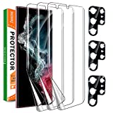 IMBZBK [3+3 Pack] for Samsung Galaxy S22 Ultra 5G Screen Protector [Not Glass], 3 Pack Flexible TPU Film with 3 Pack Tempered Glass Camera Lens Protector, Fingerprint Compatible, Case Friendly