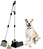 KOOLTAIL Metal Dog Pooper Scooper – Poop Scoop Aluminum Alloy Rake & Tray with Extendable Long Handle, Poop Clean Response Swivel Bin & Rake for Cleaning Small to Large Dogs, Garden Waste, Patio