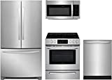 Frigidaire 4-Piece Kitchen Appliance Package with FFHN2750TS 36, French Door Refrigerator; FFEH3054US 30, Freestanding Electric Range; FFMV1846VS 30, Over-the-Range Microwave and FFID2426TS 24, Fully Integrated Dishwasher in Stainless Steel