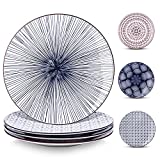 Y YHY 10″ Dinner Plates, Porcelain Salad Plates, Large Serving Plate Set of 4, Colorful Dessert Plates – Ceramic Appetizer Plates for Thanksgiving, Dishwasher & Microwave Safe