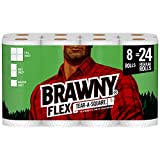 Brawny Flex Paper Towels, 8 Triple Rolls = 24 Regular Rolls, Tear-A-Square, 3 Sheet Size Options, Quarter Size Sheets