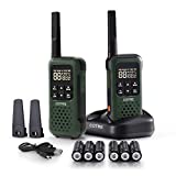 Walkie Talkies – COTRE Two Way Radios for Adults, 2W, 5 Miles Suburban Transmission Distance USB Rechargeable Walkie Talkies/ 2662 Channels, IP67 Waterproof, SOS & VOX, Army Green (2 Pack)