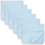 Muslin Burp Cloths 6 Pack Large 100% Cotton Hand Washcloths 6 Layers Extra Absorbent and Soft by Comfy Cubs (Sky Blue, Pack of 6)
