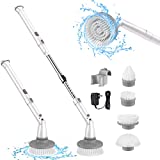 Sweepulire Electric Spin Scrubber AL6-W Pro, Cordless Household Cleaning Brush with Adjustable Extension Arm, 4 Replacement Brush Head, Power Shower Scrubber for Bathroom Tile Floor Wall Grout Bathtub
