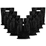 54PCS Plastic Handle Bag Plastic Party Favor Bags Party Gift Bags for Birthday Party Gift Shop Retail Bag Halloween Christmas Thanksgiving Candy Cookies Dessert (black)