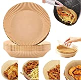 Air Fryer Disposable Parchment Paper Liner, Non-stick Air Fryer Liners Baking Paper Oil-proof Water-proof, Food Grade Parchment for Baking Roasting Microwave (50Pcs#6.3inch-7.9inch, Unbleached)