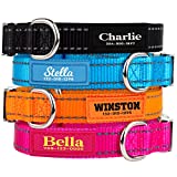 PAWBLEFY Personalized Dog Collars – Reflective Nylon Collar Customized with Name and Phone Number – Adjustable Sizes for Small Dogs, 4 Colors for Male Female boy Girl Puppies