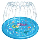 HITOP Kids Sprinklers for Outside, Splash Pad for Toddlers & Baby Pool 3-in-1 60″ Water Toys Gifts for 1 2 3 4 5 Year Old Boys Girls Splash Play Mat (Mermaid)