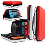 Orzly Carry Case Compatible With Nintendo Switch – RED & WHITE Protective Hard Portable Travel Carry Case Shell Pouch for Nintendo Switch Console & Accessories