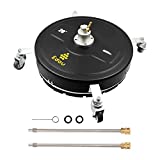 EDOU 20-Inch Pressure Washer Surface Cleaner – Power Washer Accessory with Wheels – 2 Extension Wand Attachments – Ideal for Cleaning Driveways, Sidewalks, Patios – 4000 PSI Max Pressure (Black)