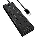 Power Strip, Narken Surge Protector with 12 Outlets and 4 USB Ports (1 USB C Outlet), 6 Feet Extension Cord (1875W/15A), 4360 Joules, ETL Listed, Black