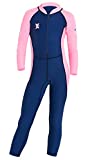 DIVE & SAIL Kids Long Sleeve Swimsuit Rash Guard UPF 50+ UV Sun Protective Wetsuit Colorful Swimwear Swimming Suit Navy L